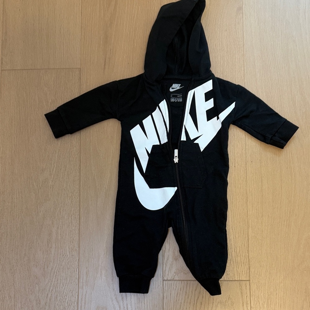 Nike Black & White Hooded One-Piece Romper for Baby